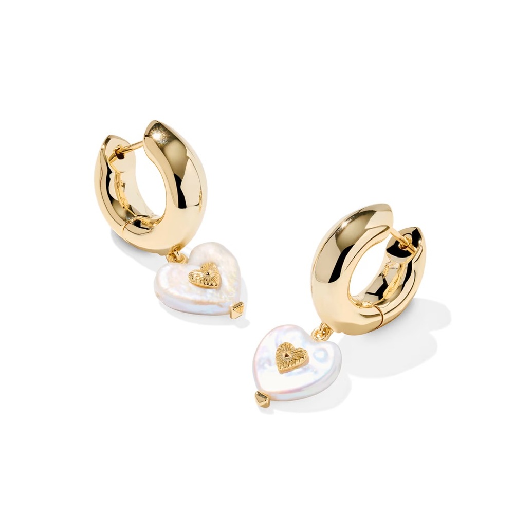 Gold-Tone Heart Huggie Earrings – Lightweight Hoop Style, New